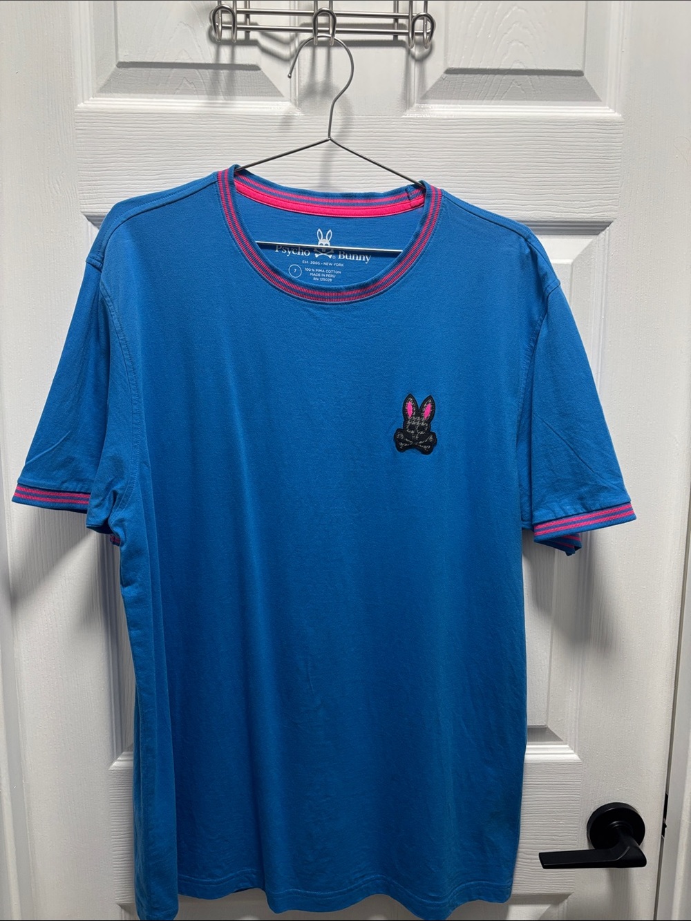 Psycho Bunny Royal Blue Short-Sleeve Tee with Pink Trim Ptp 23.5 x 30 long
